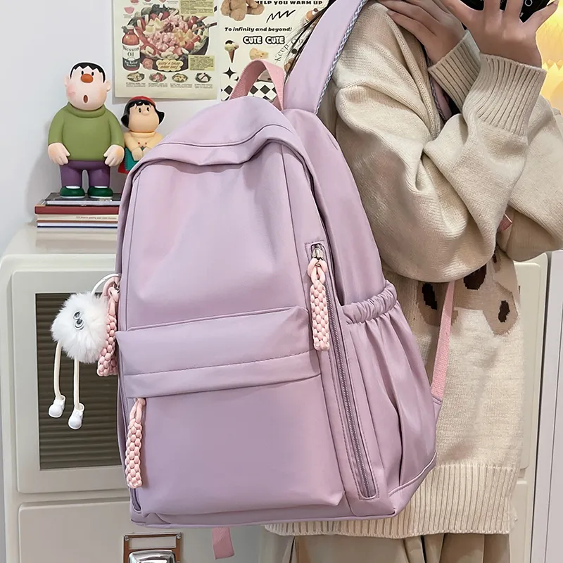 BAODIDAISHU Nylon Fabric Backpack Regular Unisex Burgundy/Black/White/Yellow/Violet-25
