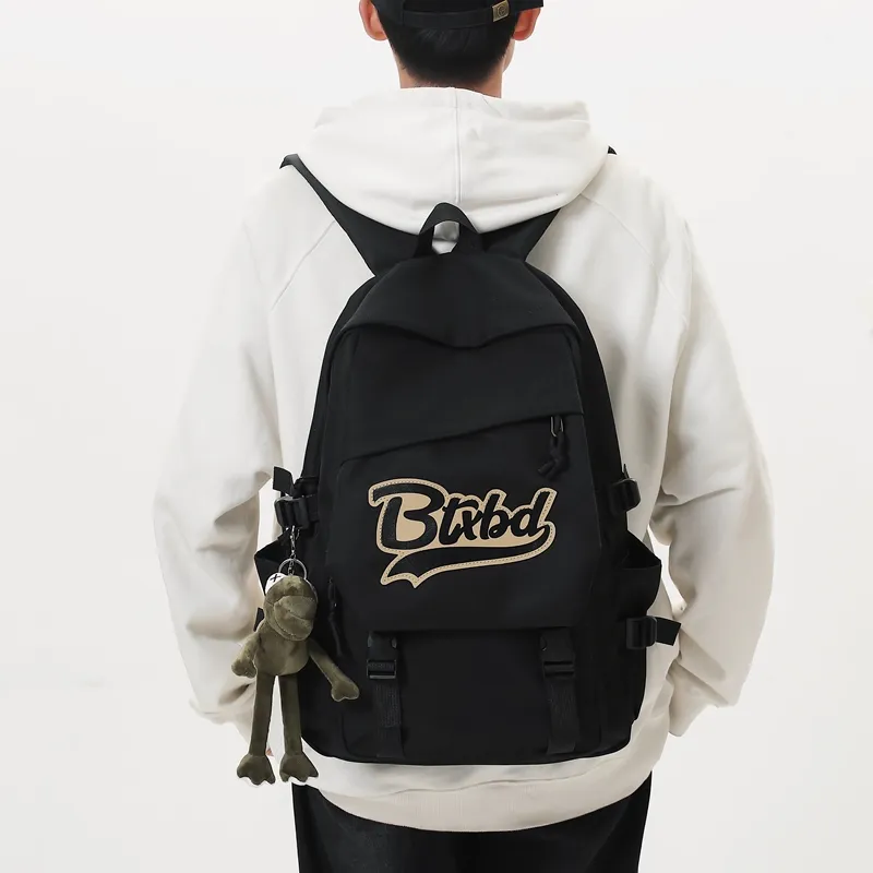 BAODIDAISHU Nylon Fabric Backpack Medium Size Unisex White/Gray/Black/Red-8