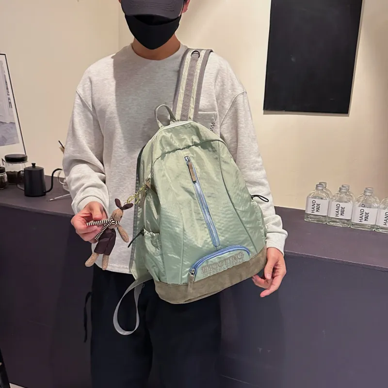 BAODIDAISHU Oxford Backpack Regular Unisex Gray/Emerald Green-7