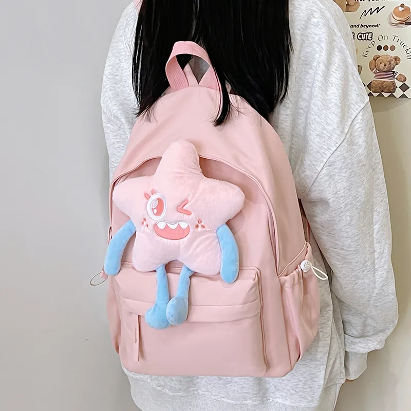 BAODIDAISHU Nylon Backpack Laptop Bag Backpack Regular Women's Black/Pink/Burgundy/Yellow-6