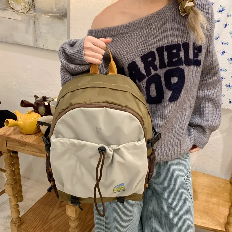 BAODIDAISHU Nylon Fabric Backpacks Unisex Green/Brown-8
