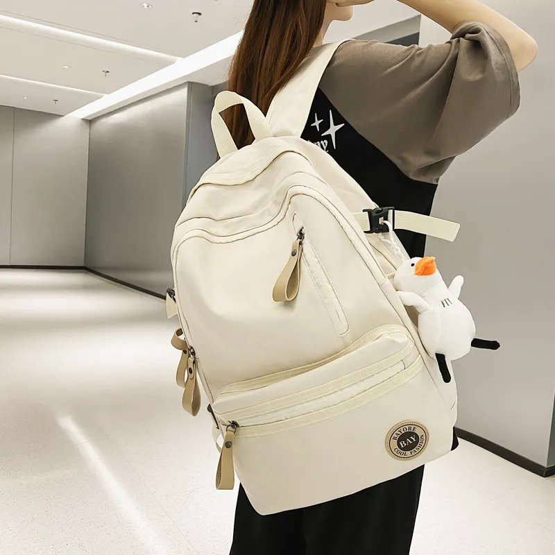 BAODIDAISHU Nylon Backpack Regular Unisex White/Black/Red/Blue-7