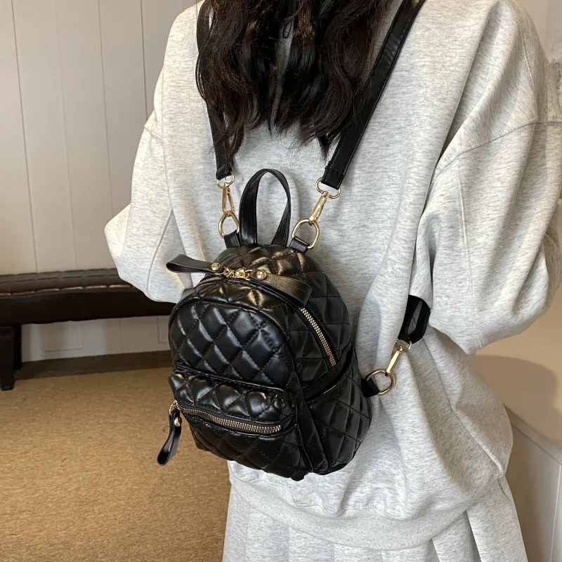 BAODIDAISHU PU Small Backpack Regular Women's White/Silver/Black-8