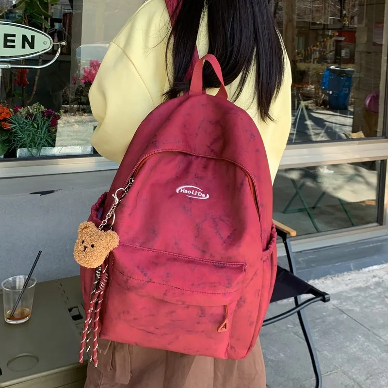 BAODIDAISHU Composite Cloth Backpack Unisex White/Black/Red/Blue-12