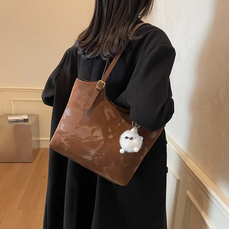 BAODIDAISHU PU Tote Bag, Shopping Bag, Shoulder Bag Regular Women's Black/Beige/Brown/Pink-24