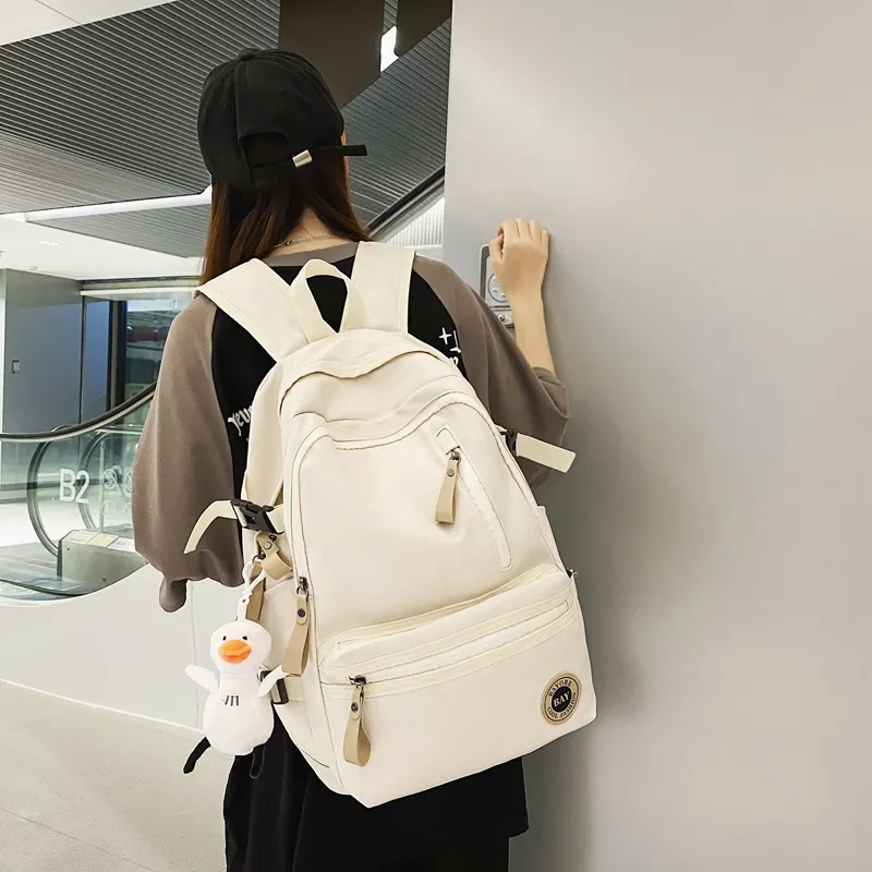 BAODIDAISHU Nylon Backpack Regular Unisex White/Black/Red/Blue-6
