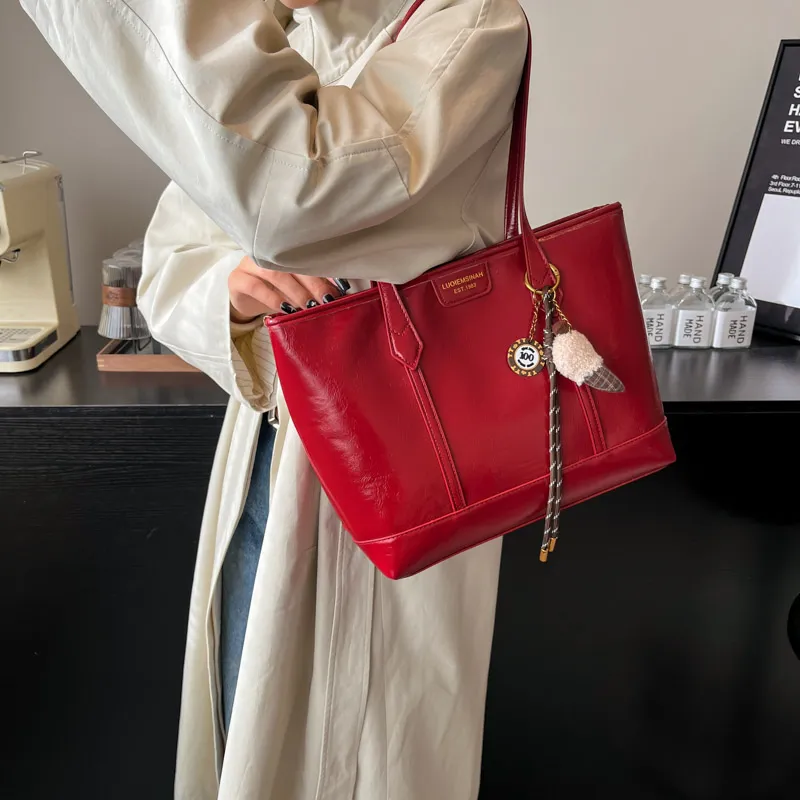 BAODIDAISHU PU Tote Bag Shopping Bag Shoulder Bags Women's Khaki Black/Red/Coffee-16