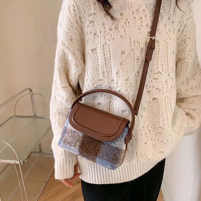 BAODIDAISHU PU & Woolen Shoulder Bag, Crossbody Bag Regular Women's Red/Green/Blue-12