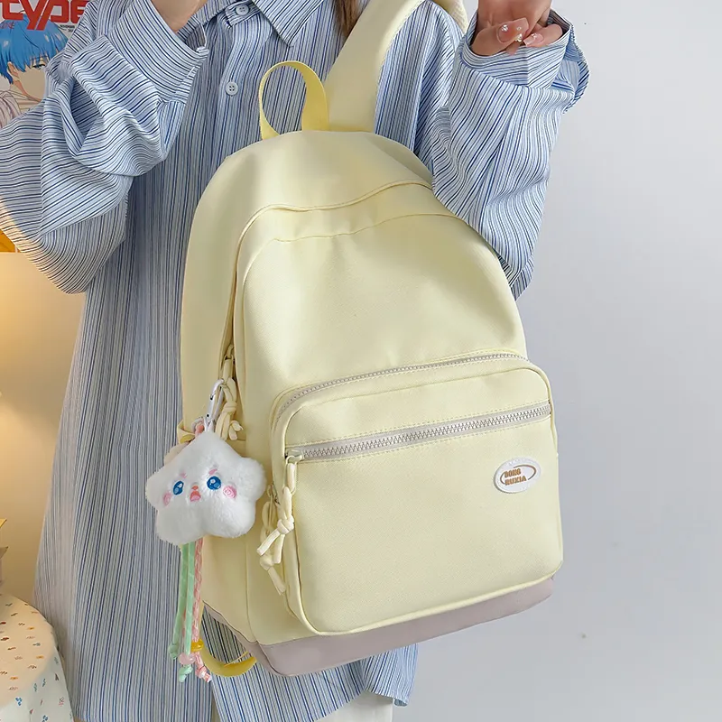 BAODIDAISHU Nylon Backpack Unisex Yellow/Black/Light Gray/Blue/Purple/Green-5