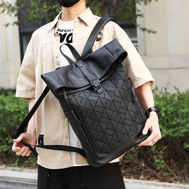 BAODIDAISHU Nylon Fabric Backpack Men's Black-16