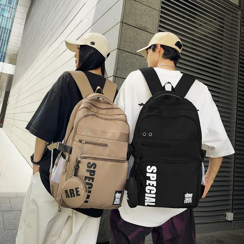 BAODIDAISHU Nylon Backpack Regular Unisex Blue/Pure Black/Black & Green/White & Black/Khaki-11