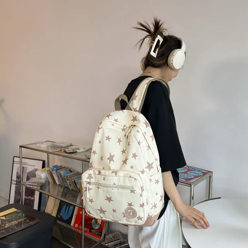 BAODIDAISHU Nylon Backpack Regular Women's Beige/Black/Blue/Pink-3