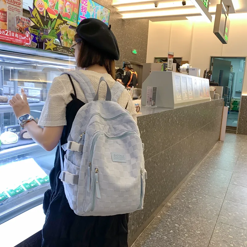 BAODIDAISHU Corduroy/Nylon Backpack Laptop Bag Backpack Women's Ecru/Black/Khaki/Blue-9