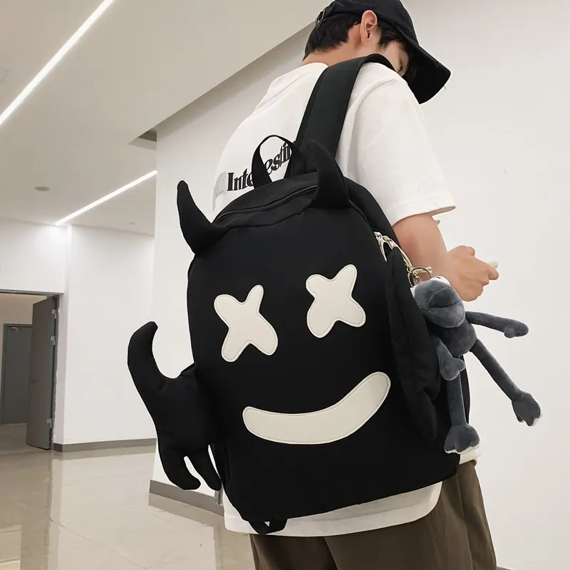 BAODIDAISHU Nylon Backpack Regular Unisex White/Black-6