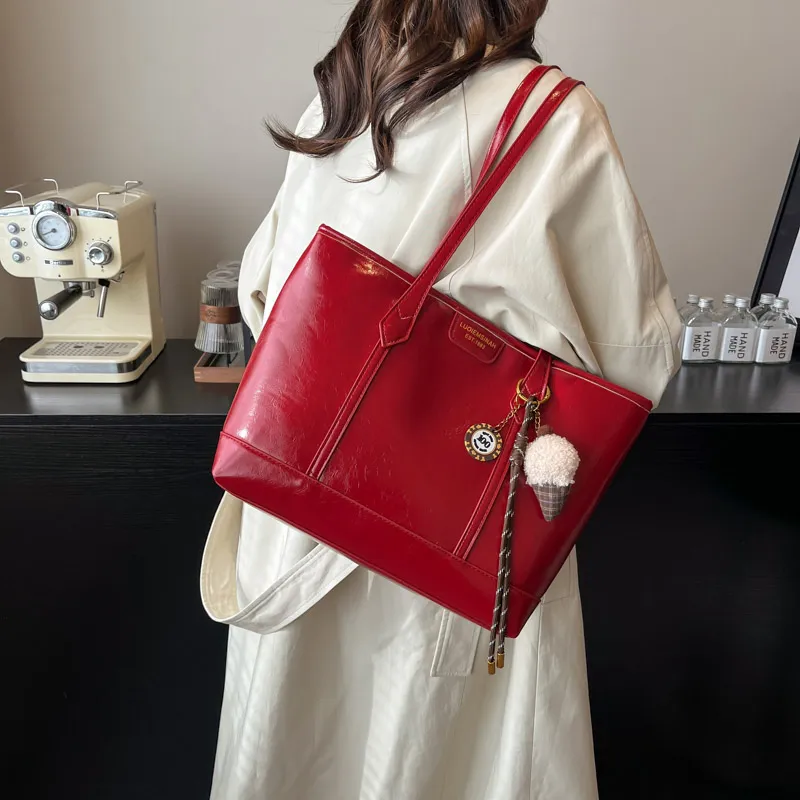 BAODIDAISHU PU Tote Bag Shopping Bag Shoulder Bags Women's Khaki Black/Red/Coffee-17