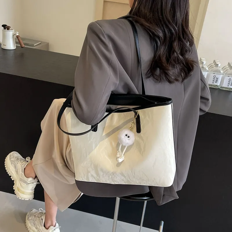 BAODIDAISHU PU Shoulder Bag Handbag Tote Medium Size Women's White Silver Black Pink-5