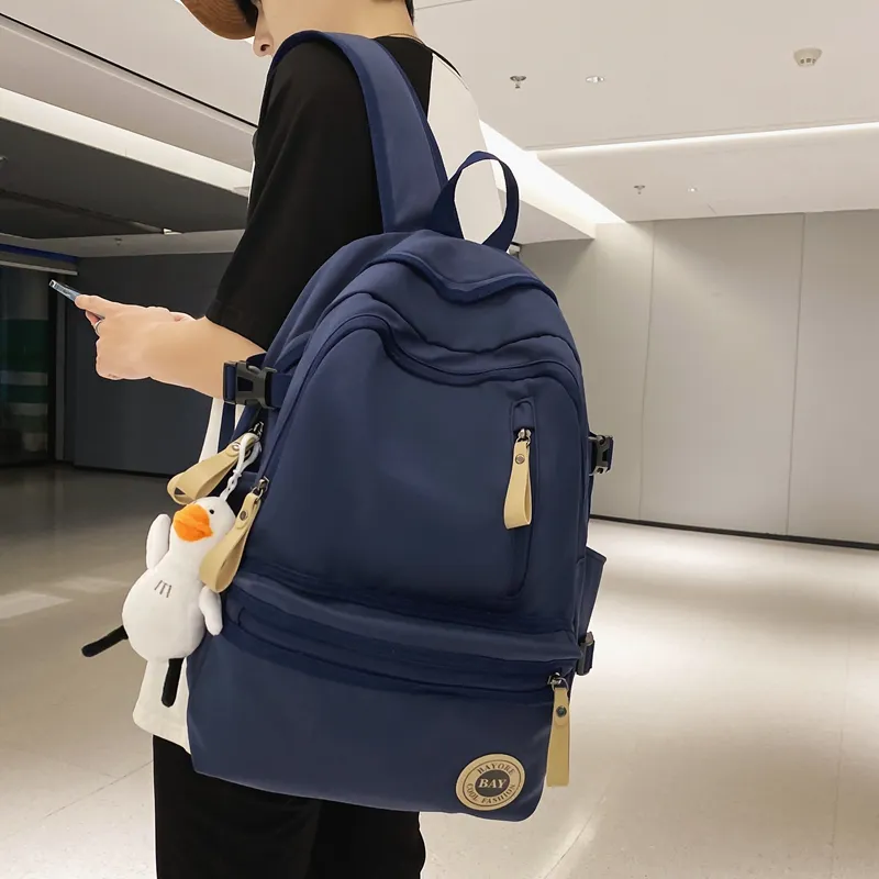 BAODIDAISHU Nylon Backpack Regular Unisex White/Black/Red/Blue-10
