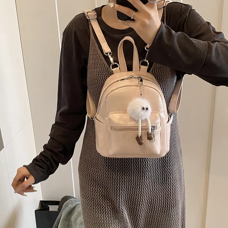 BAODIDAISHU PU Small Backpack Women's White/Light Gray/Black/Blue/Pink-30