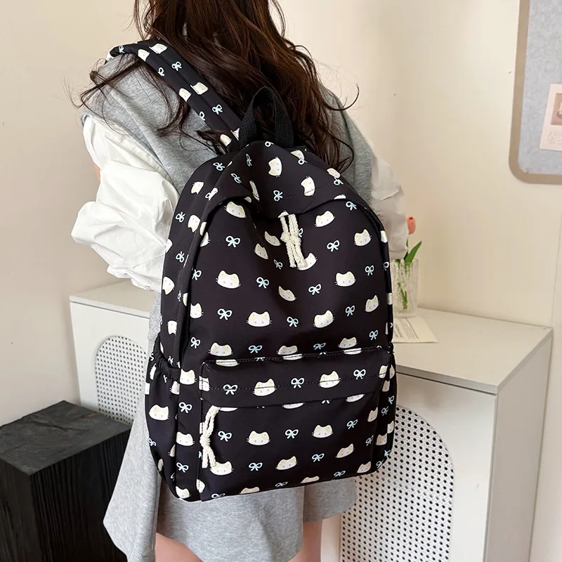 BAODIDAISHU Nylon Backpack Regular Women's White/blue/yellow/pink/black-25
