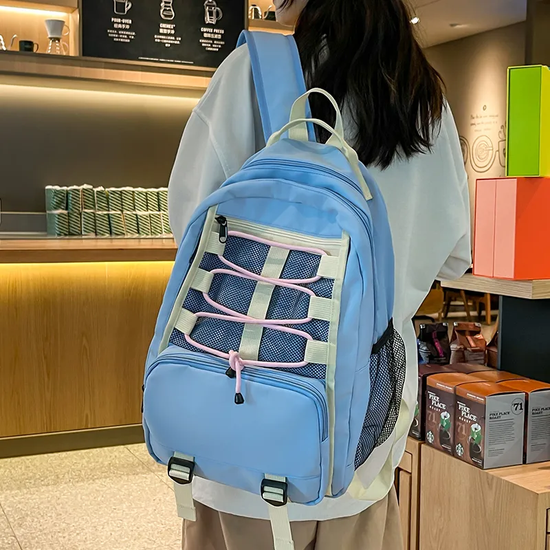 BAODIDAISHU Nylon Backpack Laptop Bag Regular Unisex Ecru/Gray/Black/Blue-18