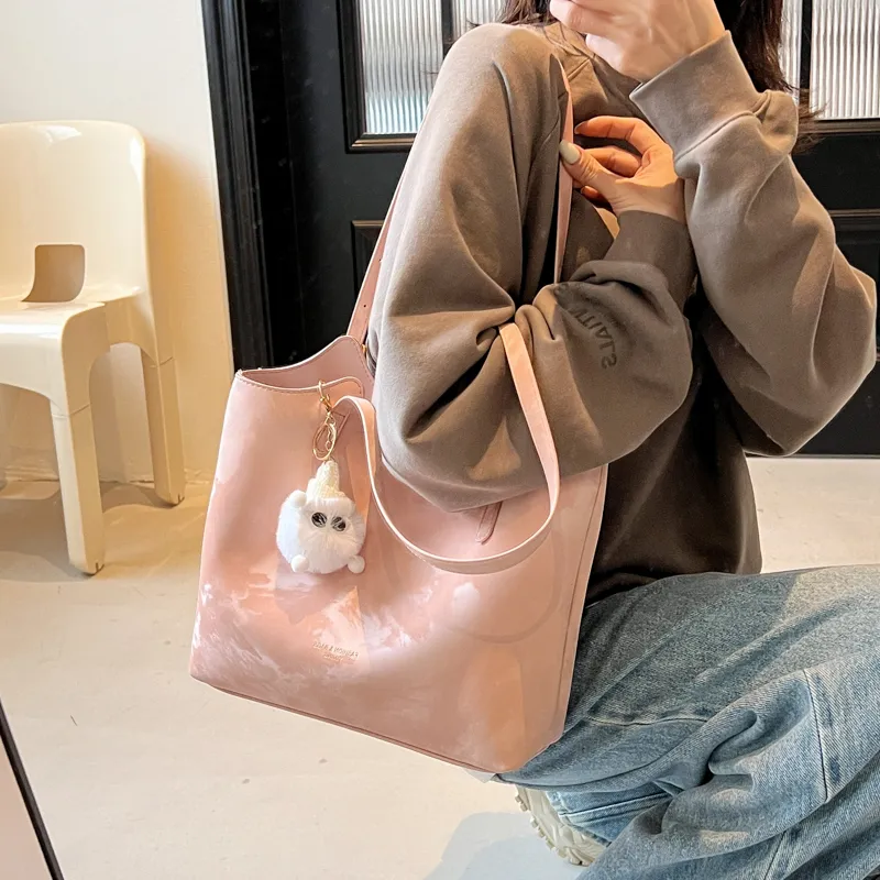 BAODIDAISHU PU Tote Bag, Shopping Bag, Shoulder Bag Regular Women's Black/Beige/Brown/Pink-17