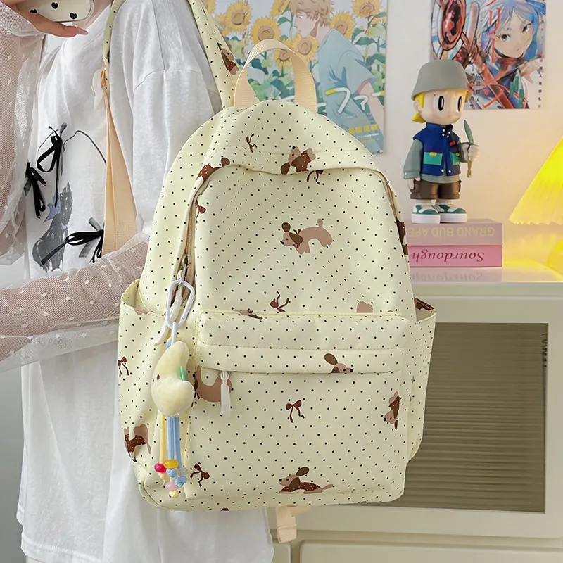 BAODIDAISHU Nylon Backpack Regular Women's Black/Purple/Green/Pink/Beige/Light Yellow-8
