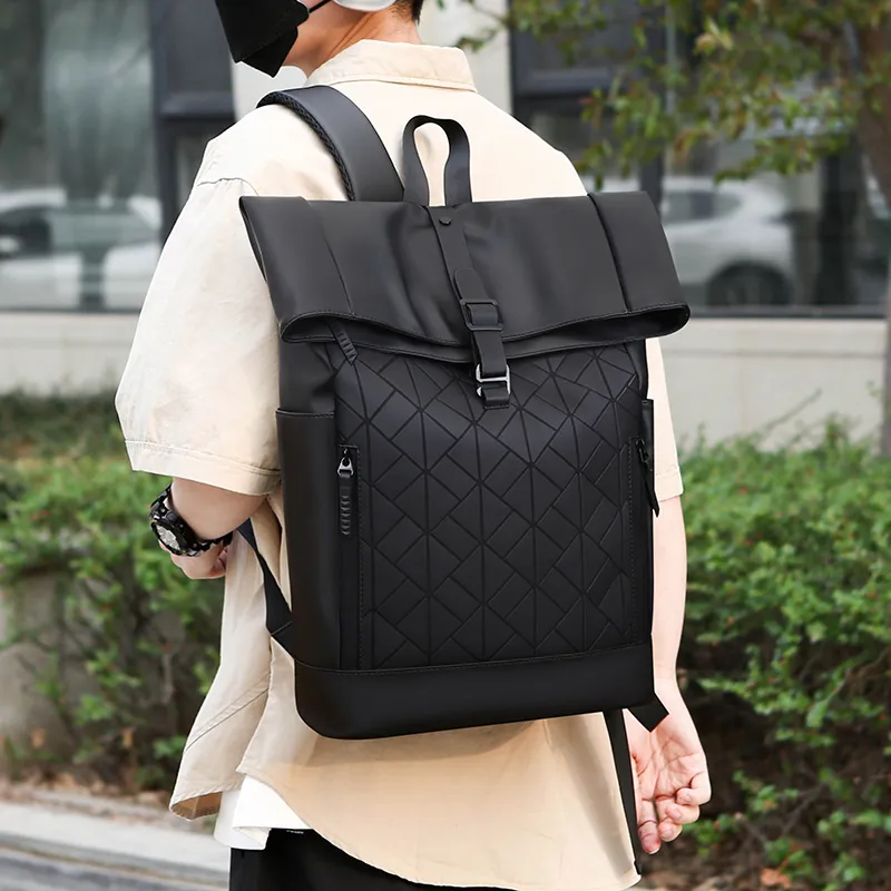 BAODIDAISHU Nylon Fabric Backpack Men's Black-13