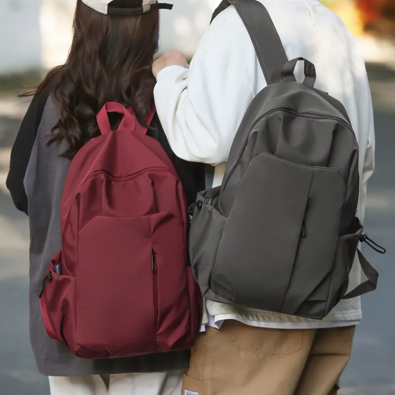 BAODIDAISHU Nylon Fabric Backpack Laptop Bag Backpack Unisex White/Gray/Black/Red-4