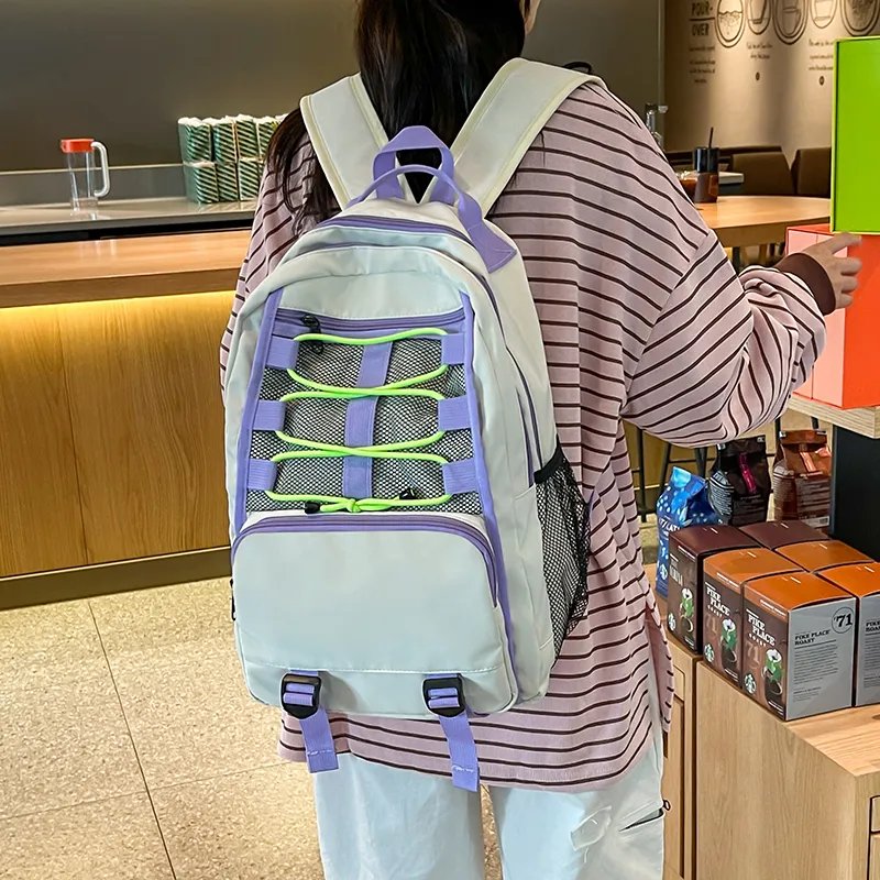 BAODIDAISHU Nylon Backpack Laptop Bag Regular Unisex Ecru/Gray/Black/Blue-1