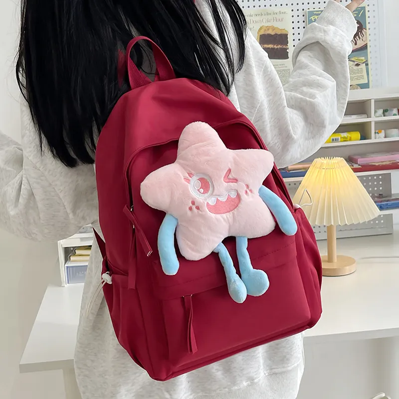 BAODIDAISHU Nylon Backpack Laptop Bag Backpack Regular Women's Black/Pink/Burgundy/Yellow-12