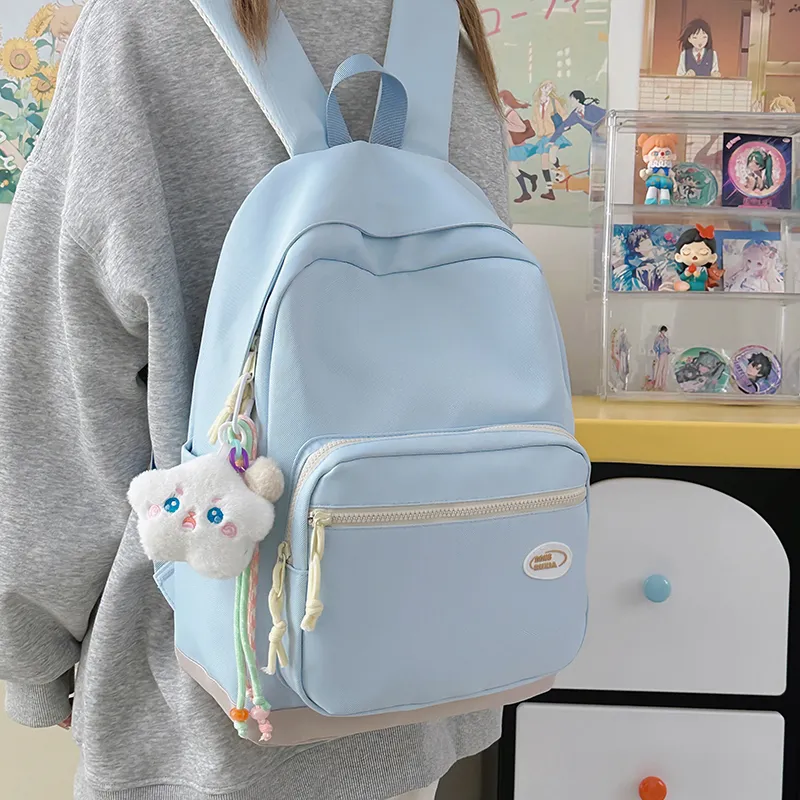 BAODIDAISHU Nylon Backpack Unisex Yellow/Black/Light Gray/Blue/Purple/Green-14