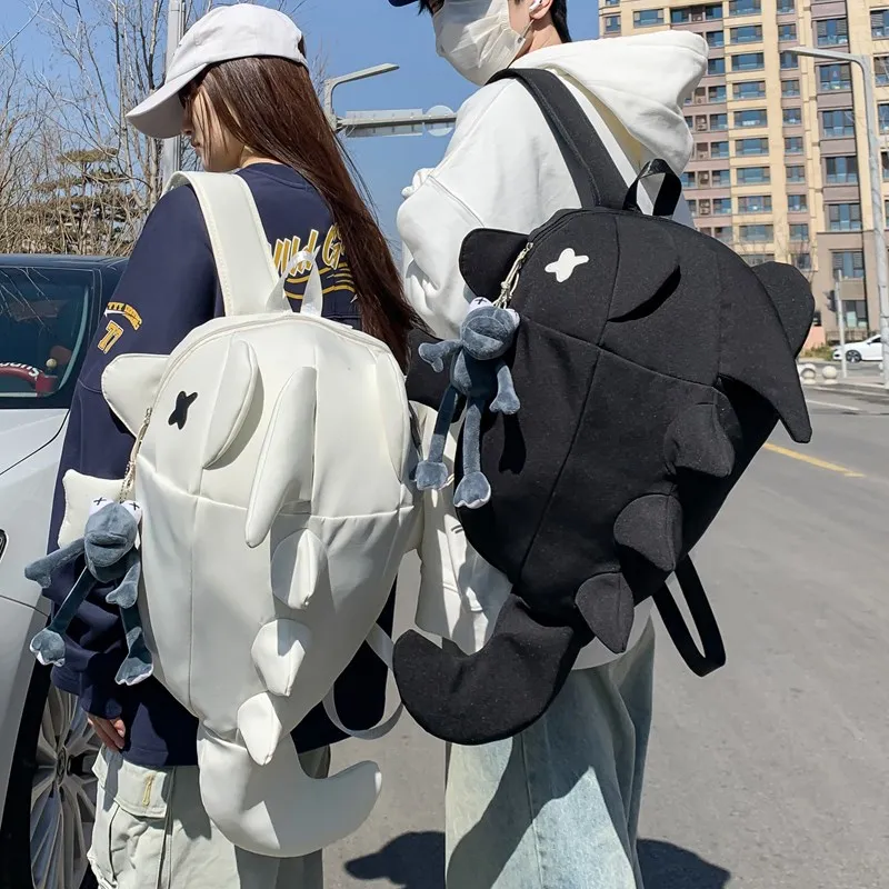 BAODIDAISHU Nylon Backpack Laptop Backpack Regular Unisex Gray/Black/White-19