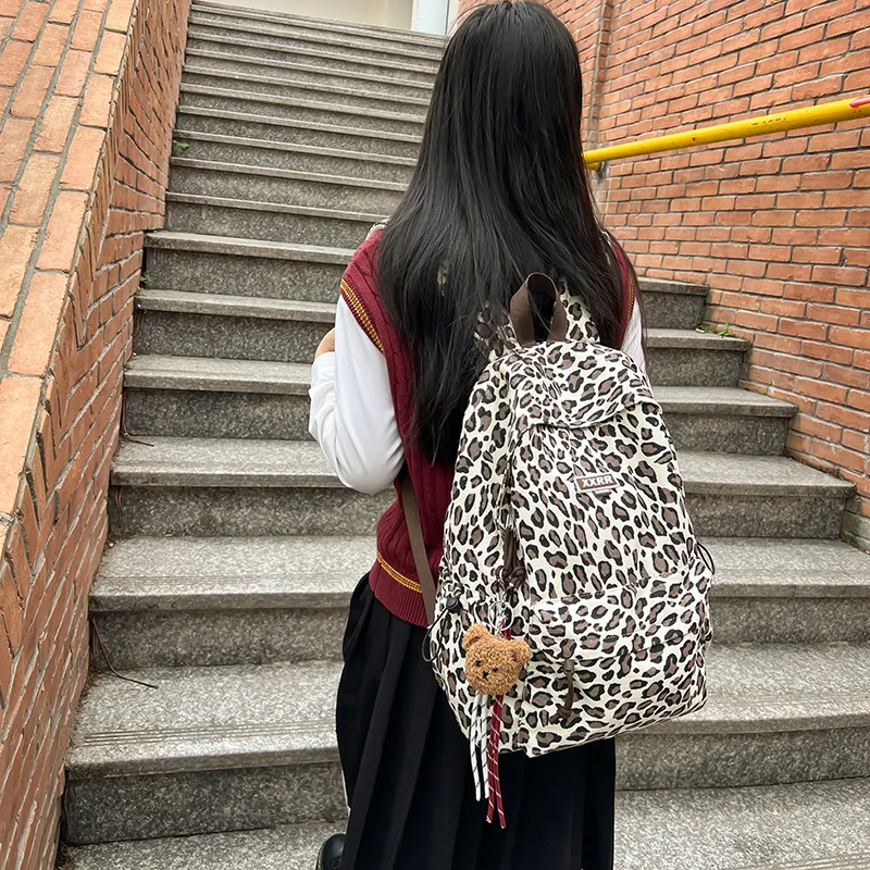 BAODIDAISHU Nylon Couple Backpack Men And Women's Regular Women's Brown/Beige-7