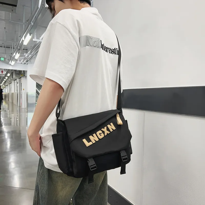 BAODIDAISHU Nylon Messenger Bag Crossbody Bags Regular Unisex White/Black/Blue-5
