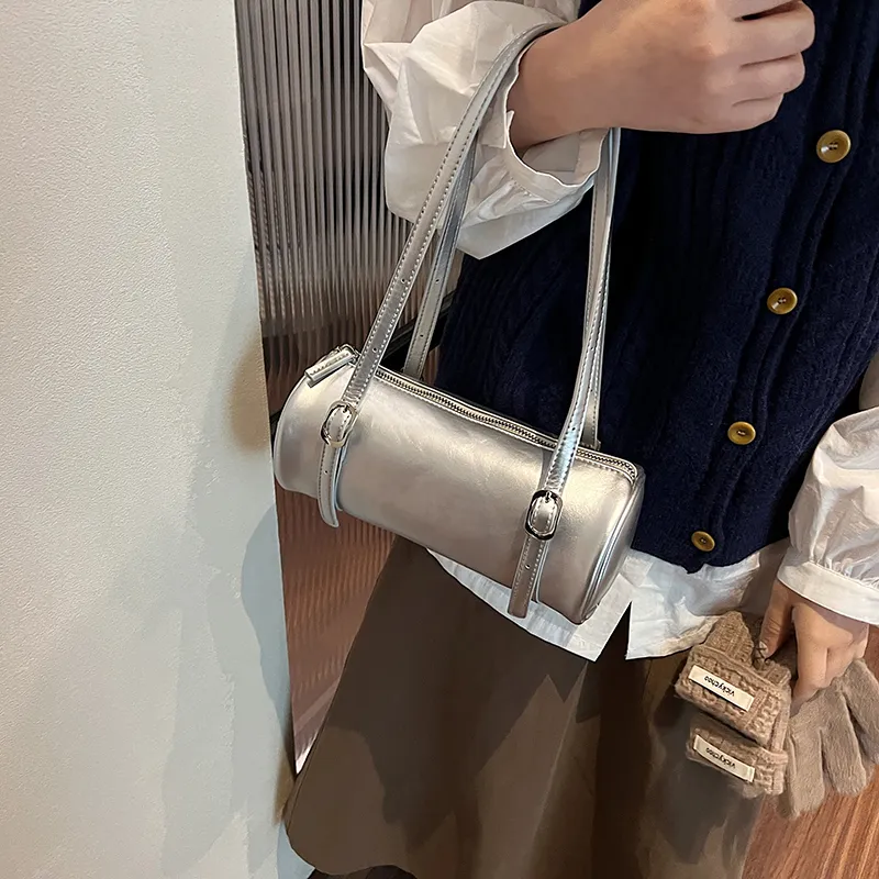 BAODIDAISHU PU Shoulder Bag Regular Women's Silver/Black/Red-1
