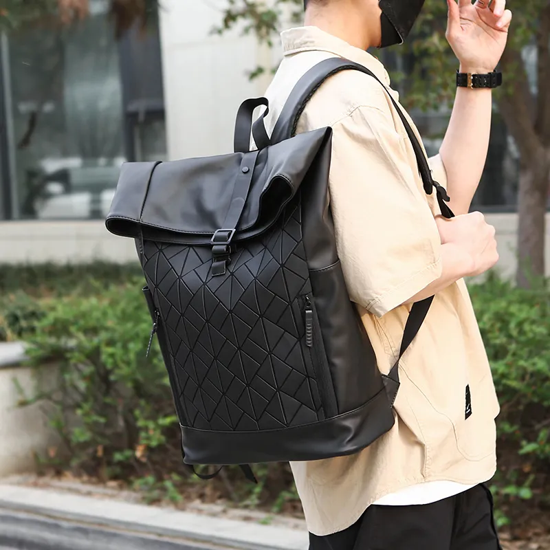 BAODIDAISHU Nylon Fabric Backpack Men's Black-17