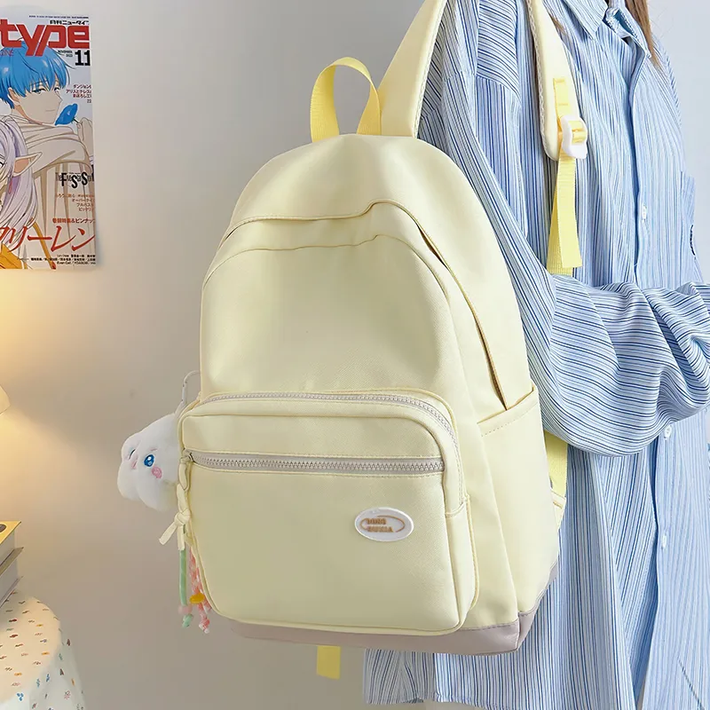 BAODIDAISHU Nylon Backpack Unisex Yellow/Black/Light Gray/Blue/Purple/Green-3