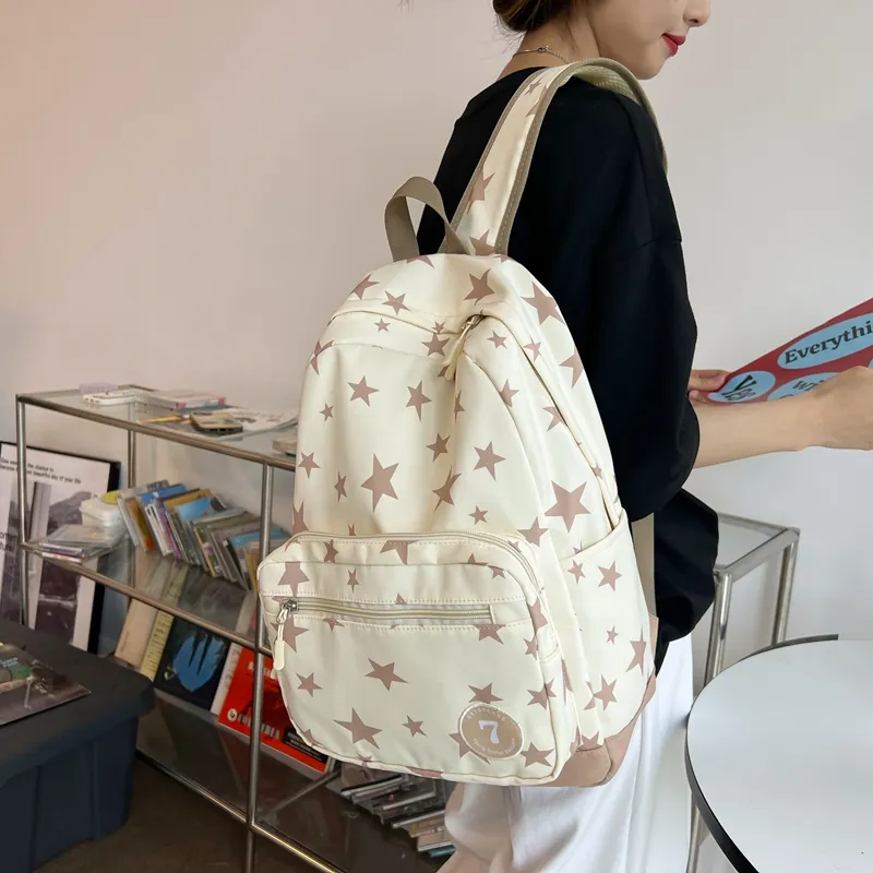 BAODIDAISHU Nylon Backpack Regular Women's Beige/Black/Blue/Pink-2