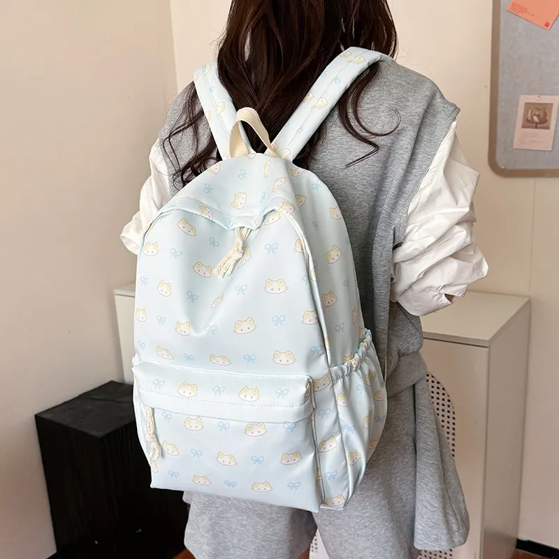 BAODIDAISHU Nylon Backpack Regular Women's White/blue/yellow/pink/black-11