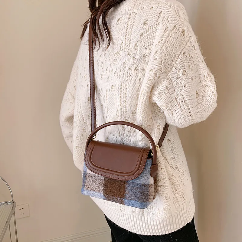 BAODIDAISHU PU & Woolen Shoulder Bag, Crossbody Bag Regular Women's Red/Green/Blue-13