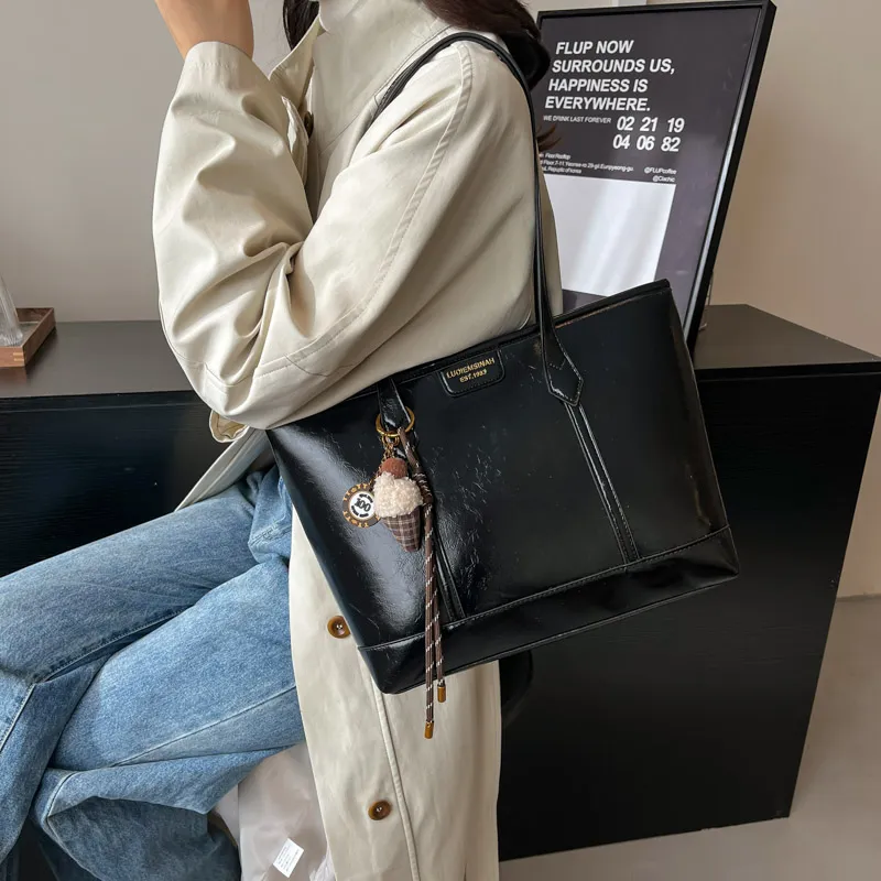BAODIDAISHU PU Tote Bag Shopping Bag Shoulder Bags Women's Khaki Black/Red/Coffee-8