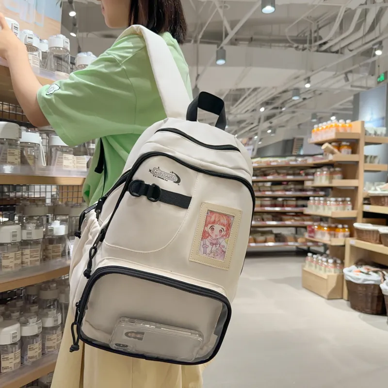 BAODIDAISHU Nylon And PVC Backpack Regular Unisex Multicolor-2