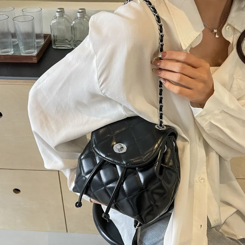 BAODIDAISHU PU Backpack Regular Women's White Silver Black Blue-9