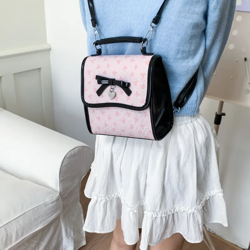 BAODIDAISHU Composite Cloth Backpack Women's White/Pink/Black-11