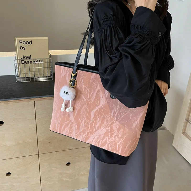 BAODIDAISHU PU Shoulder Bag Handbag Tote Medium Size Women's White Silver Black Pink-23