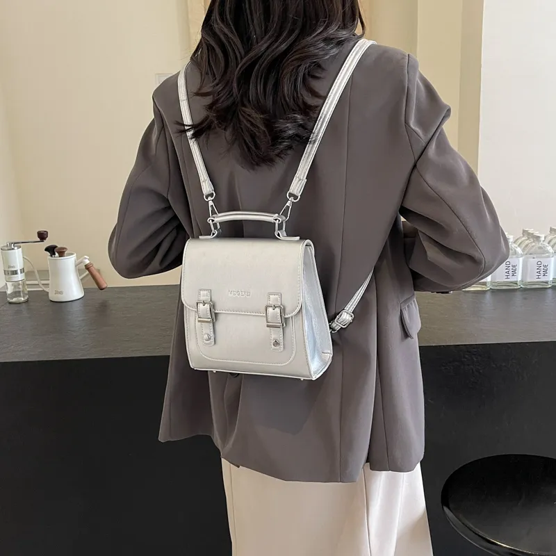 BAODIDAISHU PU Crossbody Bag, Handbag, Backpack Regular Women's Ecru/Silver/Black/Pink-9