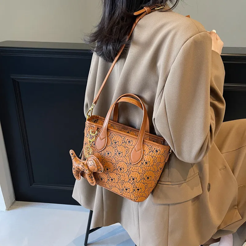 BAODIDAISHU PU Shoulder Bag Crossbody Bag Handbag Regular Women's Ecru/Brown-7