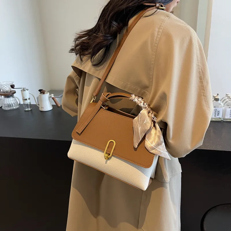 BAODIDAISHU PU Shoulder Bag Crossbody Bag Medium Size Women's Coffee & Khaki/White & Brown/Black/Coffee-2