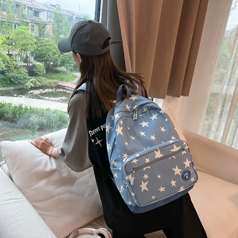 BAODIDAISHU Nylon Backpack Regular Women's Beige/Black/Blue/Pink-10