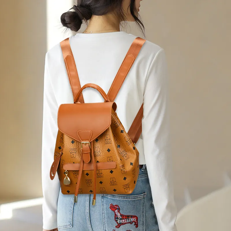 BAODIDAISHU PU Backpack Women's Black/Yellow/Beige/Pink-4